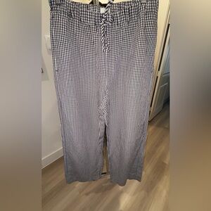 Aritzia Gingham Cruiselinen Lodge Pants Size Medium Navy Off White